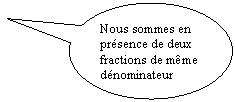 Bulle ronde: Nous sommes en présence de deux fractions de même dénominateur
