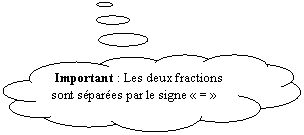 Pensées:  Important : Les deux fractions sont séparées par le signe « = »