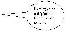 Bulle ronde: La virgule se « déplace » toujours sur un trait vertical 