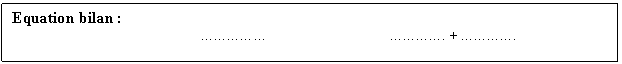 Zone de Texte: Equation bilan : 		
							. + .

